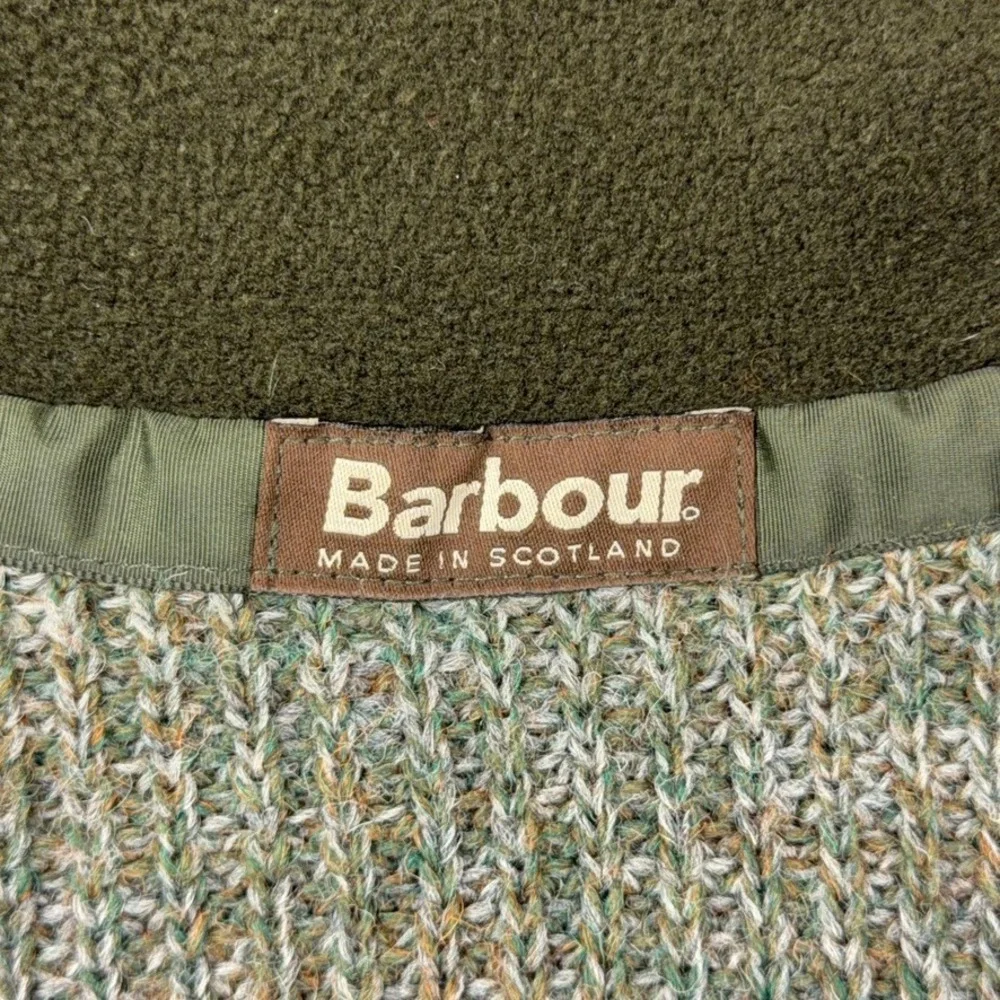 Barbour Sweater Mens XL Green Tyne Zip Neck 100% Pure Wool Heavy Knit Scotland